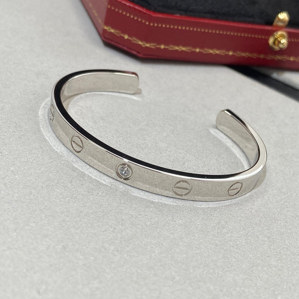 [VEXCAL]LOVE BRACELET 6.1MM 1 DIAMOND OPEN CUFF